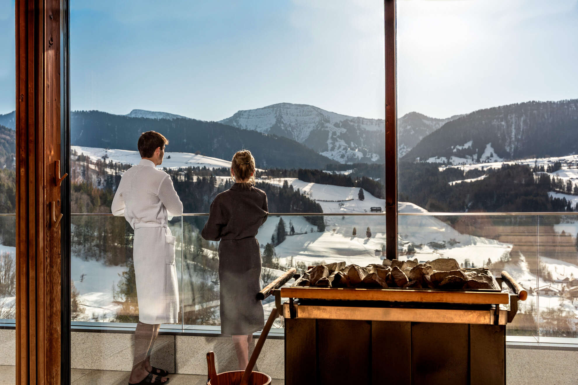 Panoramasauna mit Blick auf die Allgäuer Alpen