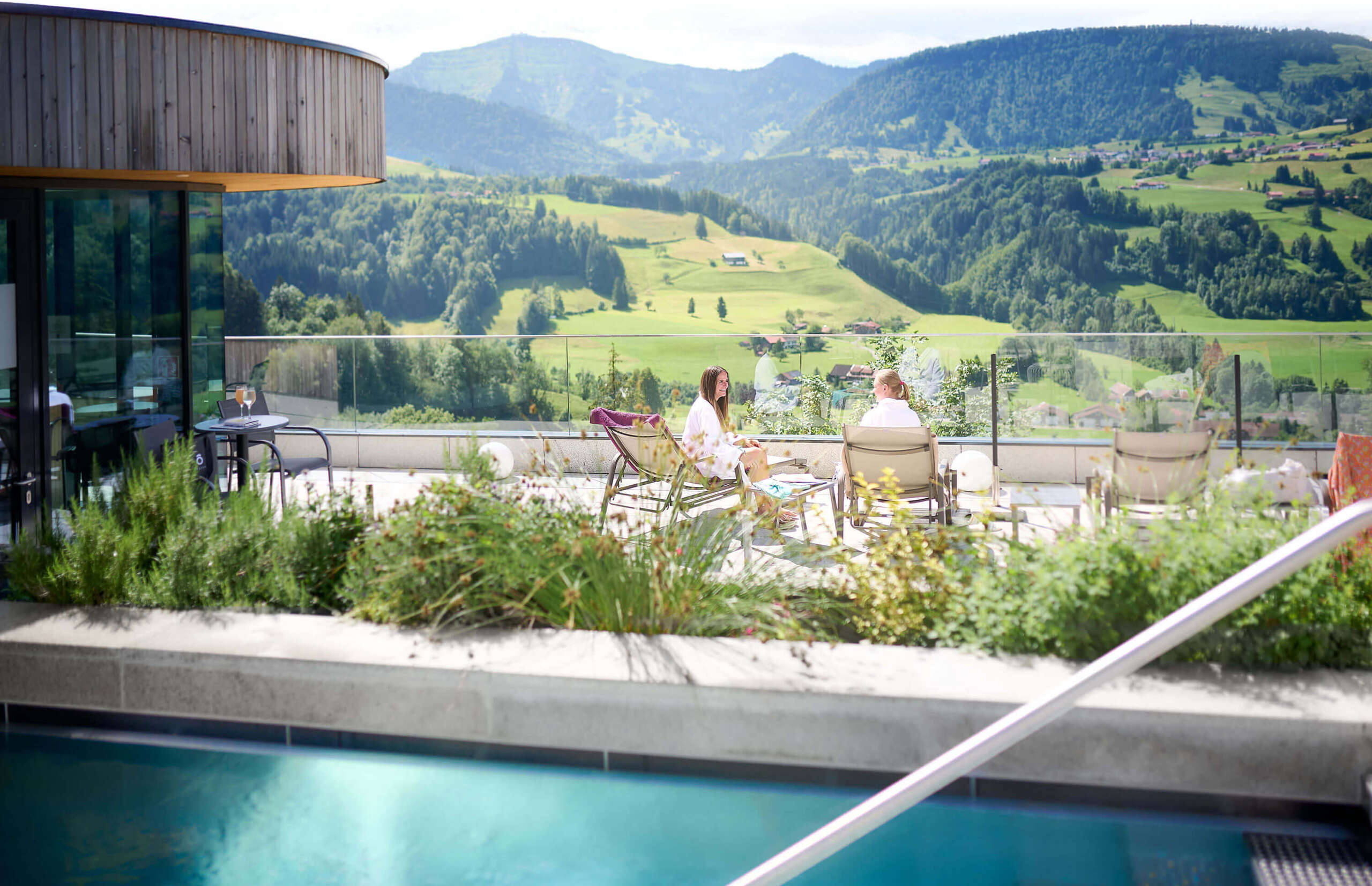 Sonnenterrasse mit Blick auf den Hochgrat